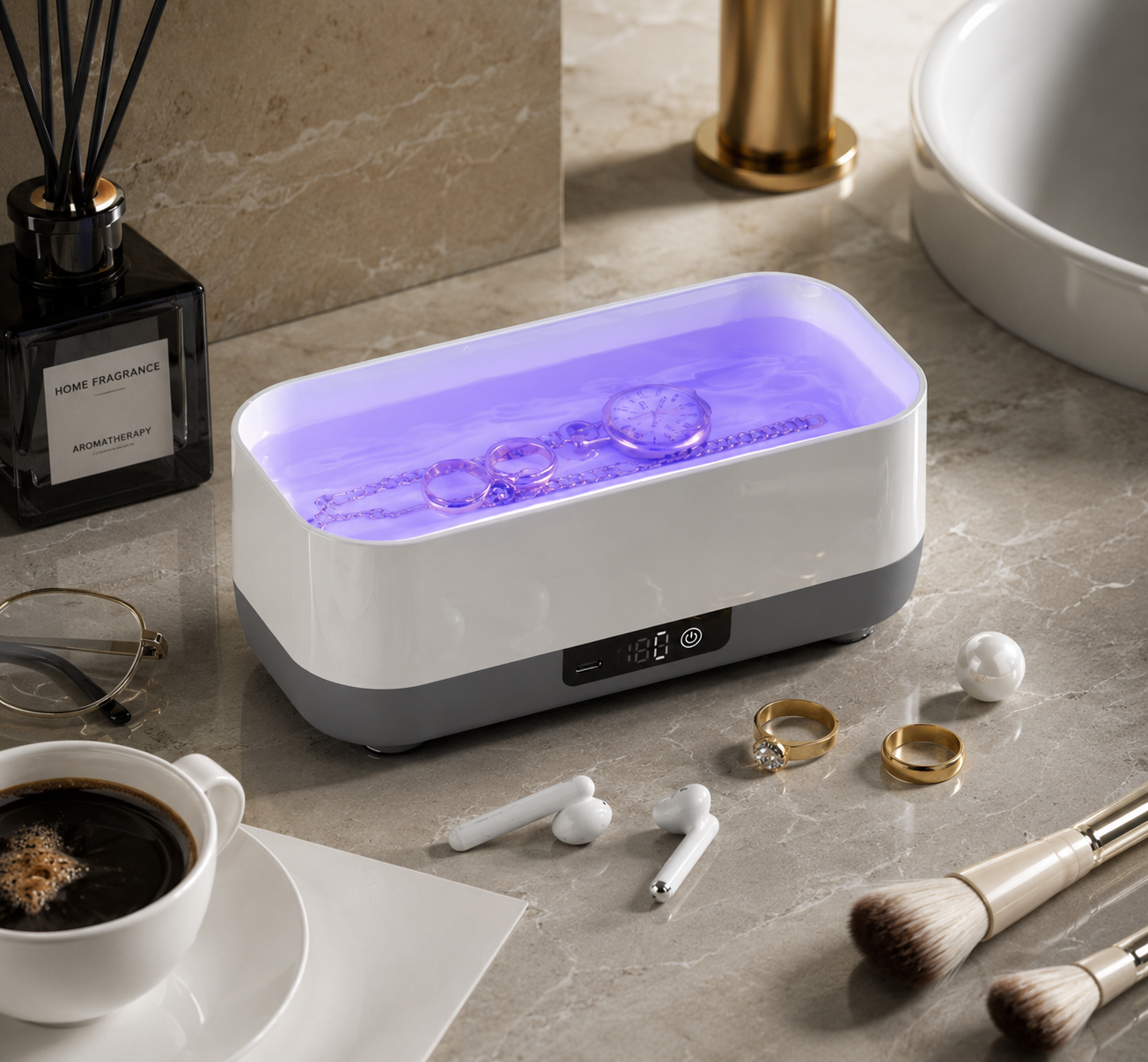 Ultrasonic Cleaning Device for Glasses & Jewelry – USB, 300ml